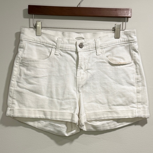 Old Navy Pants - Old Navy Women's Classic White Jean Shorts Rolled Hem Size 6